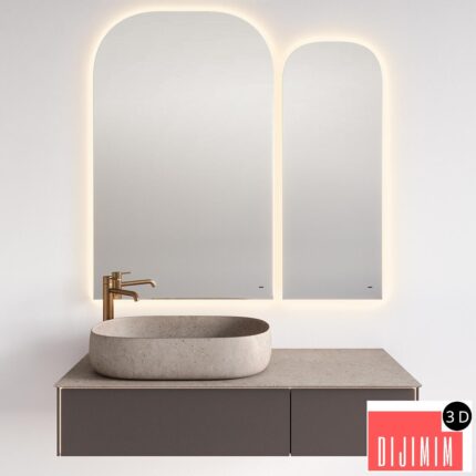 Sink with MAGICA cabinet, VETRATA mirror and ETERNA mixer, Kerama Marazzi
