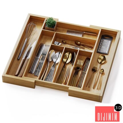 Pipishell Bamboo Expandable Drawer Organizer
