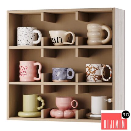 Wall shelf for mugs and cups