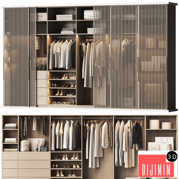 Basic wardrobe made of cabinet furniture with doors - Görsel 1