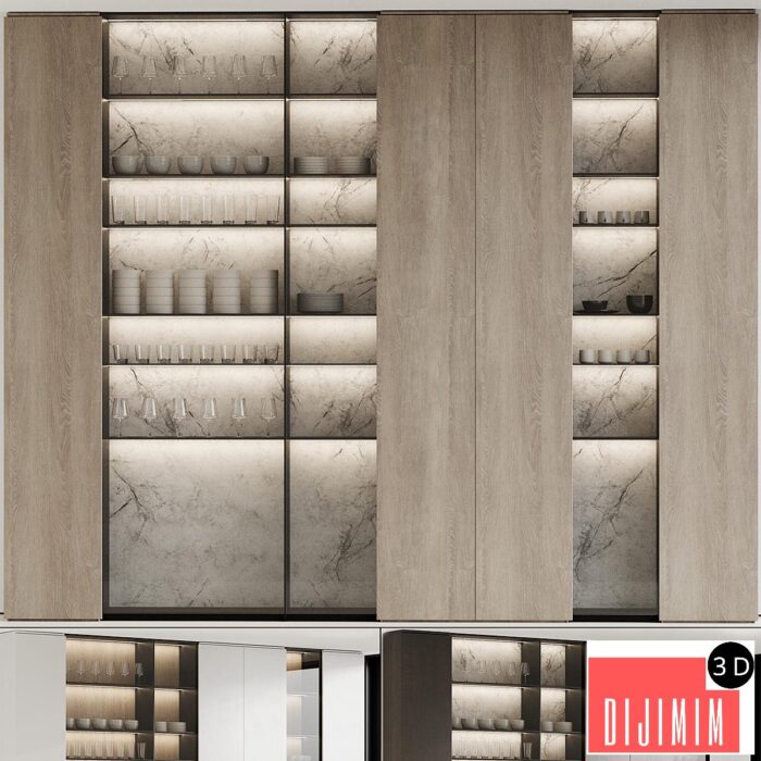 Wardrobe with dishes 005 - Görsel 1