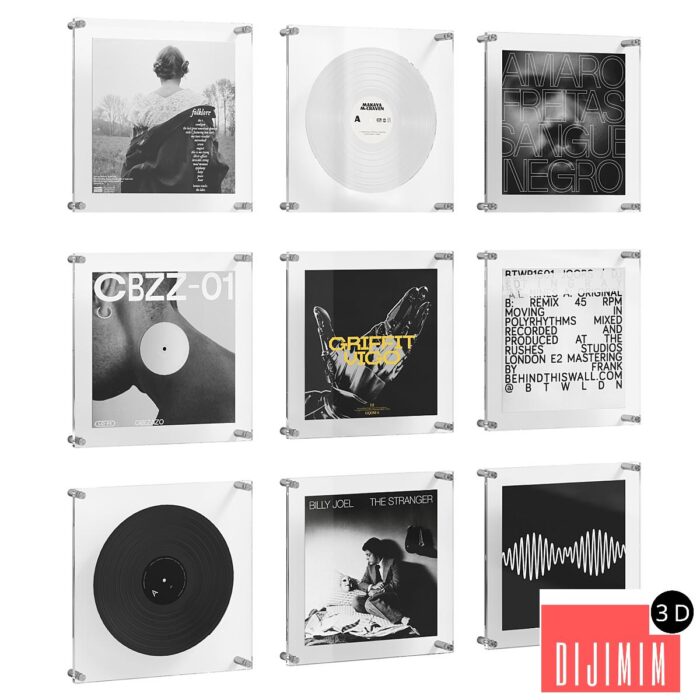 Vinyl records in glass frames_Black - Görsel 1