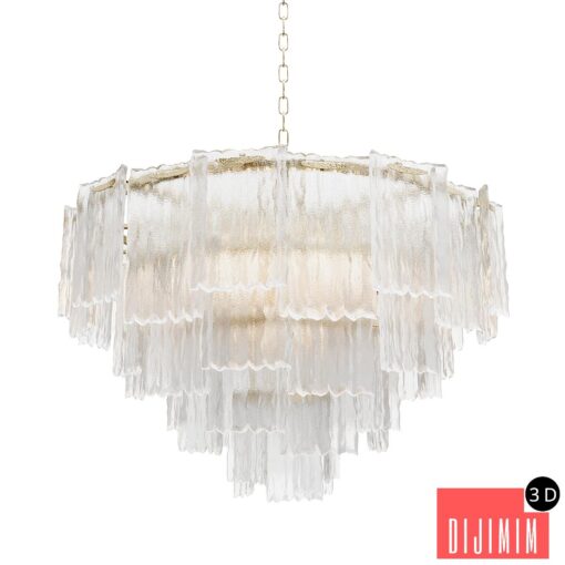 Round pendant chandelier made of ribbed glass Garda Decor 164FA-33128