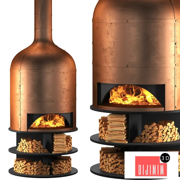 Copper oven fireplace for pizza and barbecue - Görsel 1