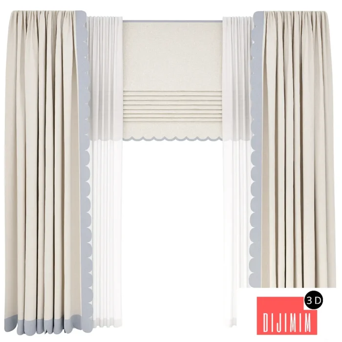 scalloped curtains - Görsel 1