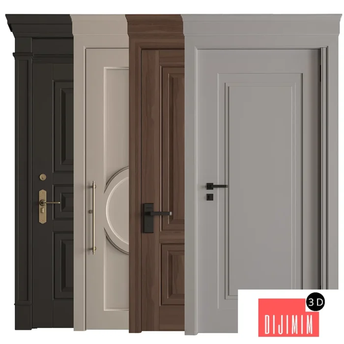 Wooden Front Door Set 121 - Görsel 1