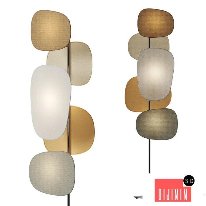 Lamp Screen 70's Fabric Floor Lamp - Görsel 1