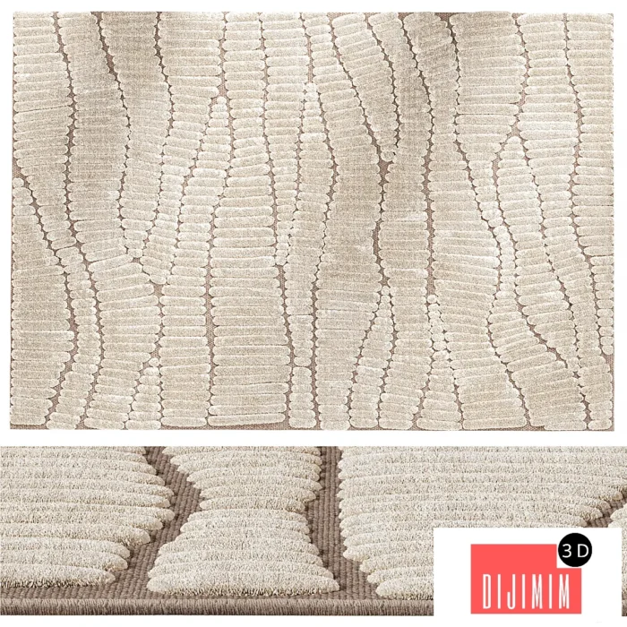 Fossil Cream Beige Modern Textured Rug - Görsel 1