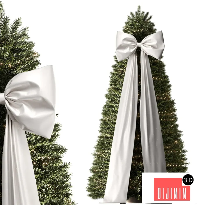 New Year tree with bow and garlands | AV 087 - Görsel 1