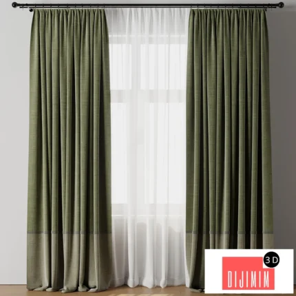 Curtain with rod 19 Green curtain HBH