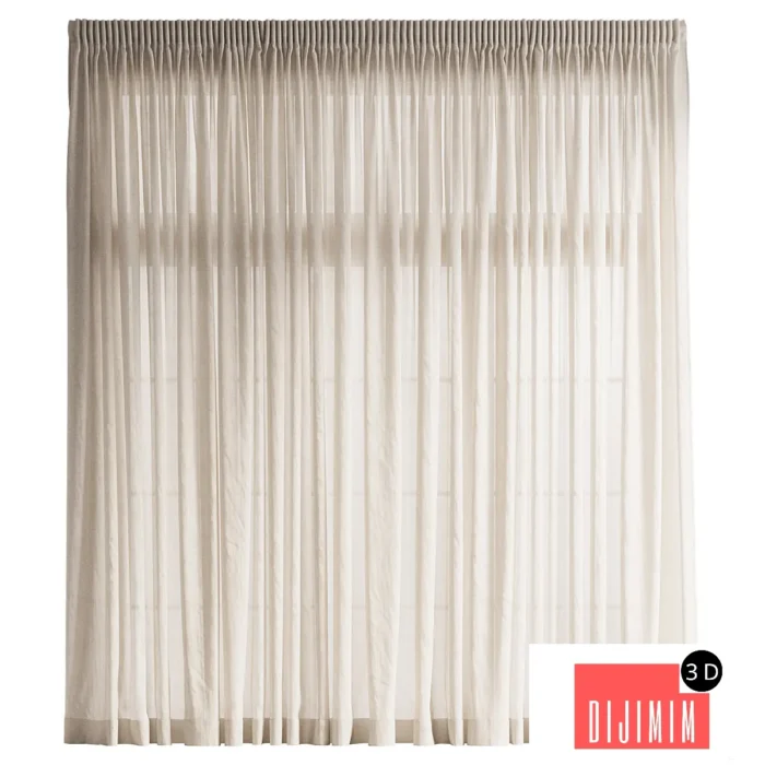 Linen Translucent Curtain - Görsel 1