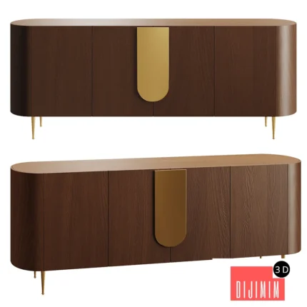 Treignac Brown Oak Wood Sideboard