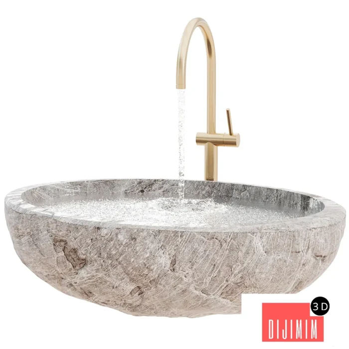 stone wash basin sink 002 - Görsel 1