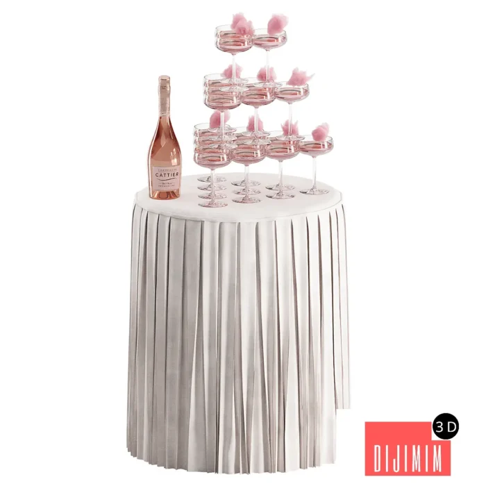 Pyramid of champagne glasses - Görsel 1