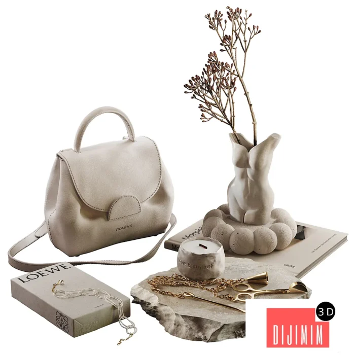 Beige decor with bag - Görsel 1