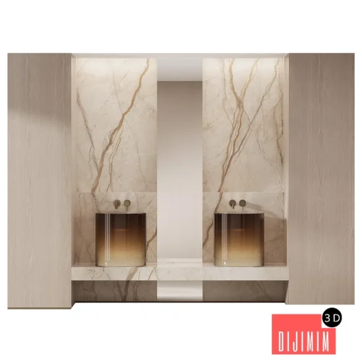 Bathroom furniture with luminous sinks