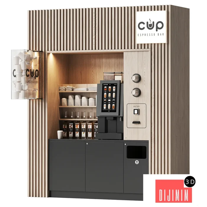 Coffee vending machine. Coffee to go. Self-service coffee shop. Vendor point 2 - Görsel 1