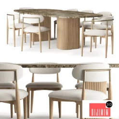 RH Mulholland Stone Rectangular Dining Table