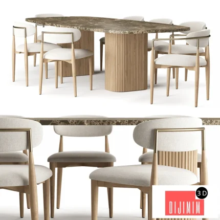 RH Mulholland Stone Rectangular Dining Table