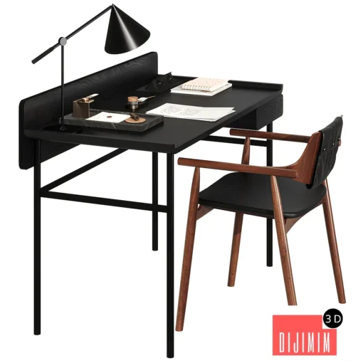 Workplace with calligraphy set