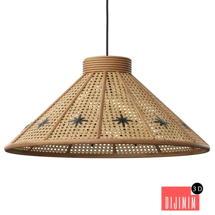 Rattan Ceiling Lamp Roseandgrey - Görsel 1