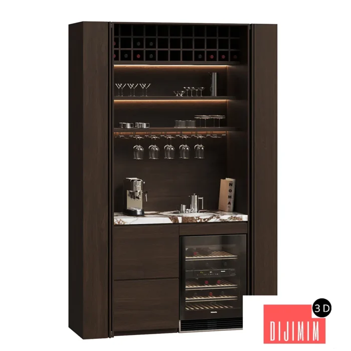 Hidden Cabinet Coffee Bar Station - Görsel 1