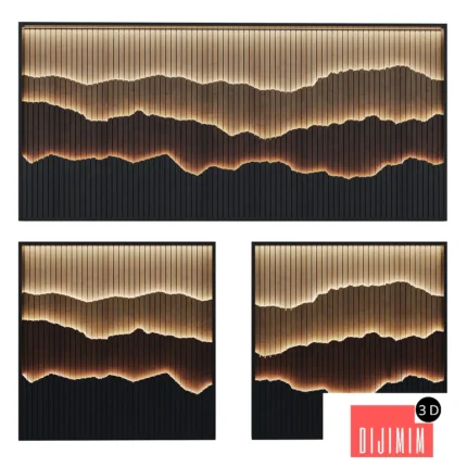 Wall Wood Panel Light Set