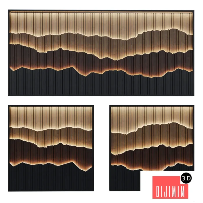 Wall Wood Panel Light Set - Görsel 1