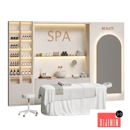 Spa with massage table and accessories P01