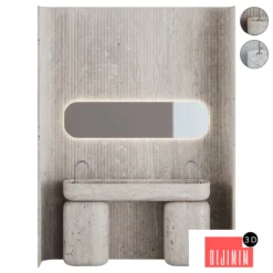 Minimalist Bathroom Furniture With Relief Wall