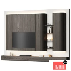 TV wall with furniture with rounded corners