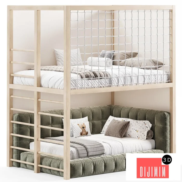 Children Two Level Style Bed N1 - Görsel 1