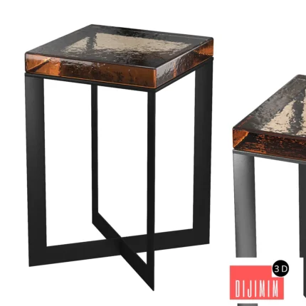 Lennie Amber Cast Glass End Table