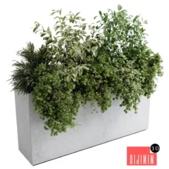 Office plant - concrete box plants on stand - set indoor plant 588