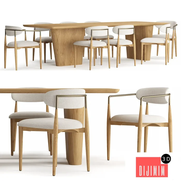 RH Dalia Rectangular Dining Table - Görsel 1