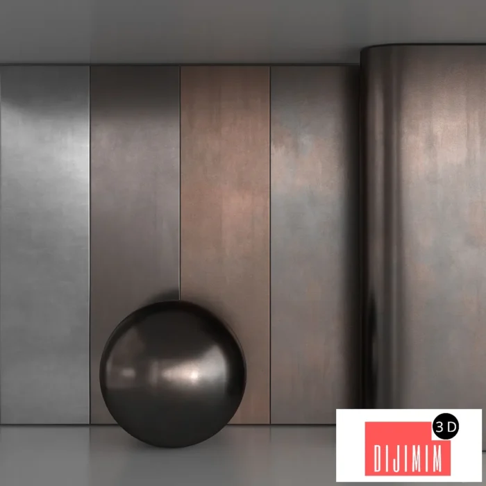 Flat old metal material set - Görsel 1