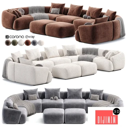 Divano XL componibile in boucle Sofia modular