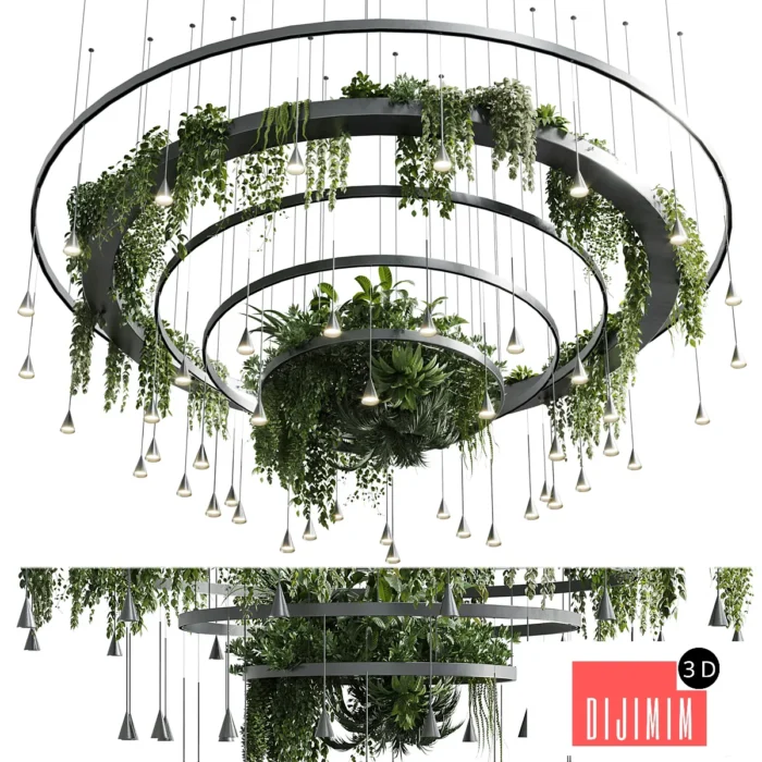 Circle pot light pendant plant light hanging 12 - Görsel 1