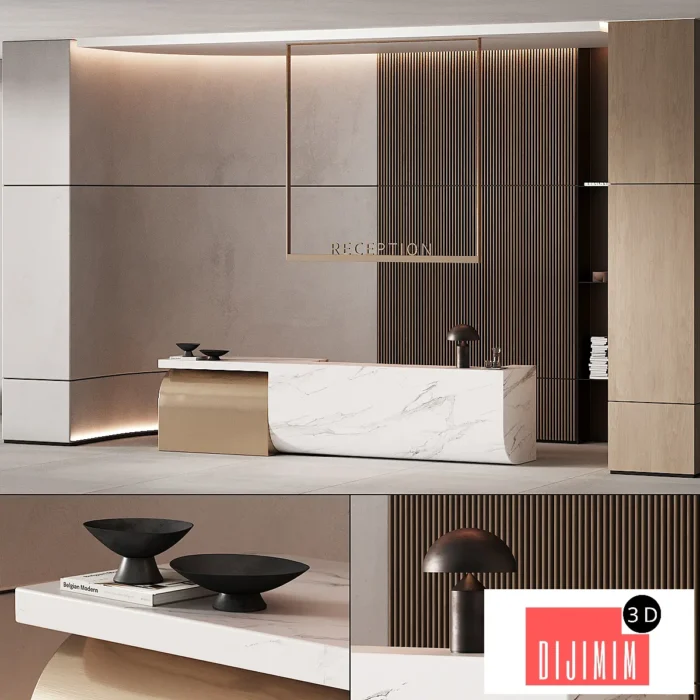 251 office furniture 10 reception desk 05 - Görsel 1