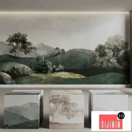 BELARTESTUDIO Murals Seamless set Vintage Landscape