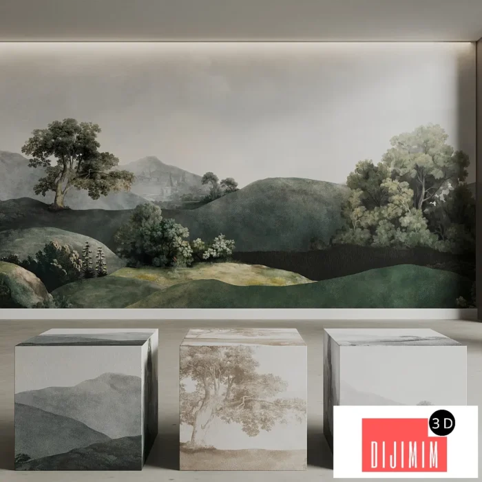 BELARTESTUDIO Murals Seamless set Vintage Landscape - Görsel 1
