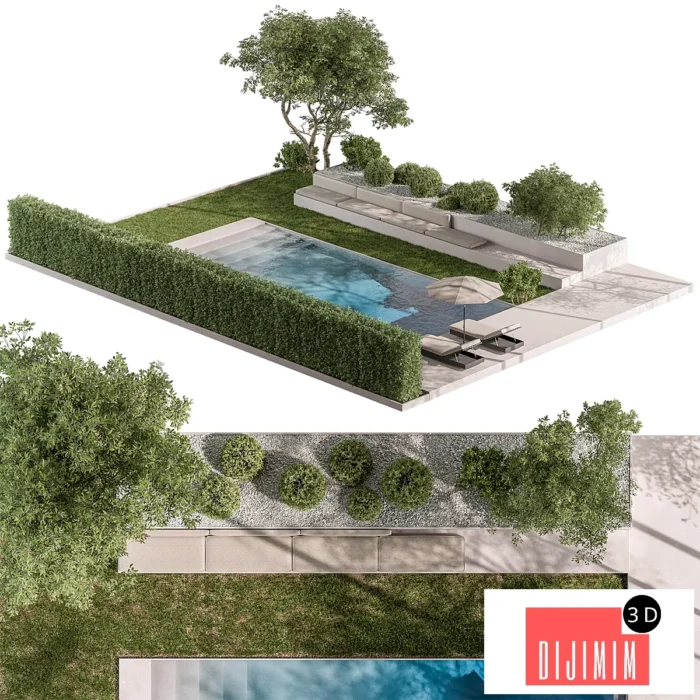 Landscape Furniture Backyard with Pool 95 - Görsel 1