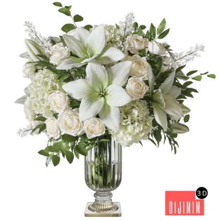 Flower Set 070 Lily rose crystal vase
