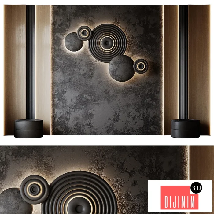 Headboard black wall panel - Görsel 1