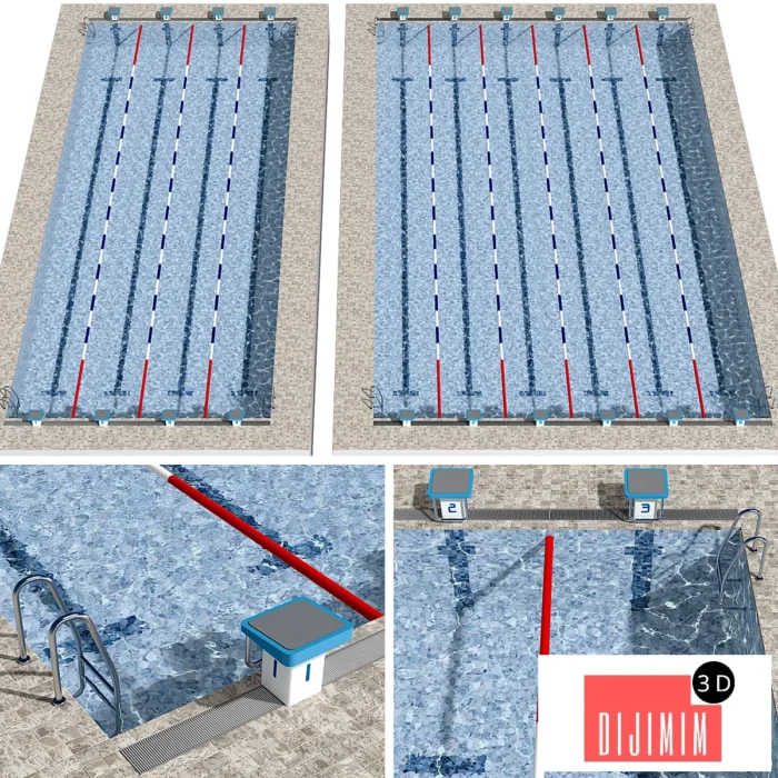 Swimming pool with paths - Görsel 1