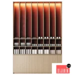 Cosmetics store cabinet with high shelves