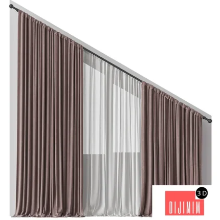Beveled attic curtains 1