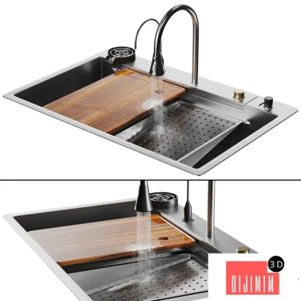 Waterfall Kitchen Sink Nano Stainless 003