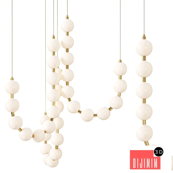 Glass Pearl Necklace Chandelier set - Görsel 1