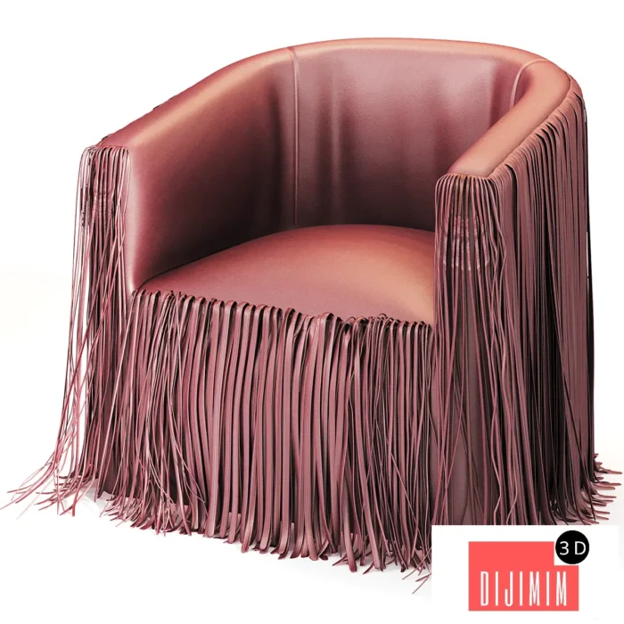 Shaggy Leather Swivel Chair in NeKeia Leather - Görsel 1